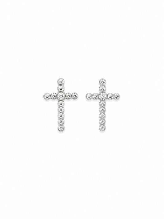 CZ Cross Drop Earrings - sterling silver | Harsh Jewellers