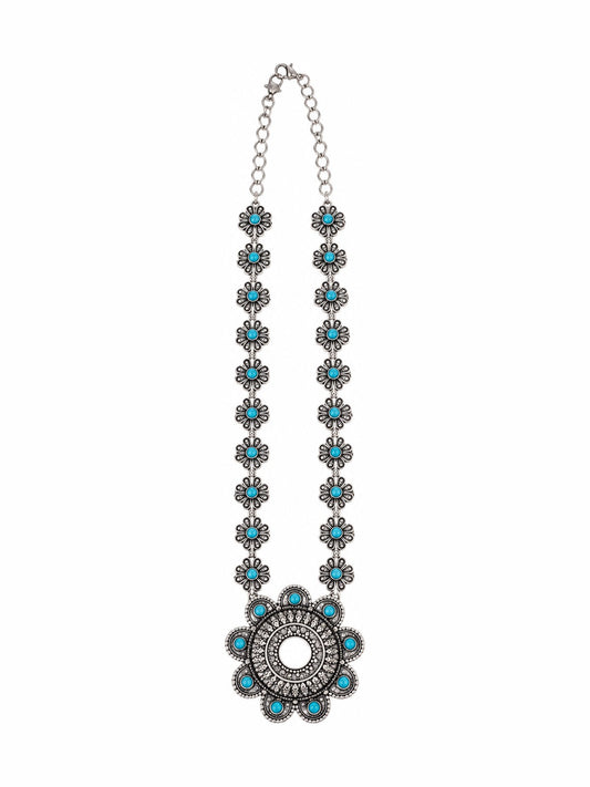 Daisy Chain Turquoise Necklace - 925 Sterling Silver | Harsh Jewellers