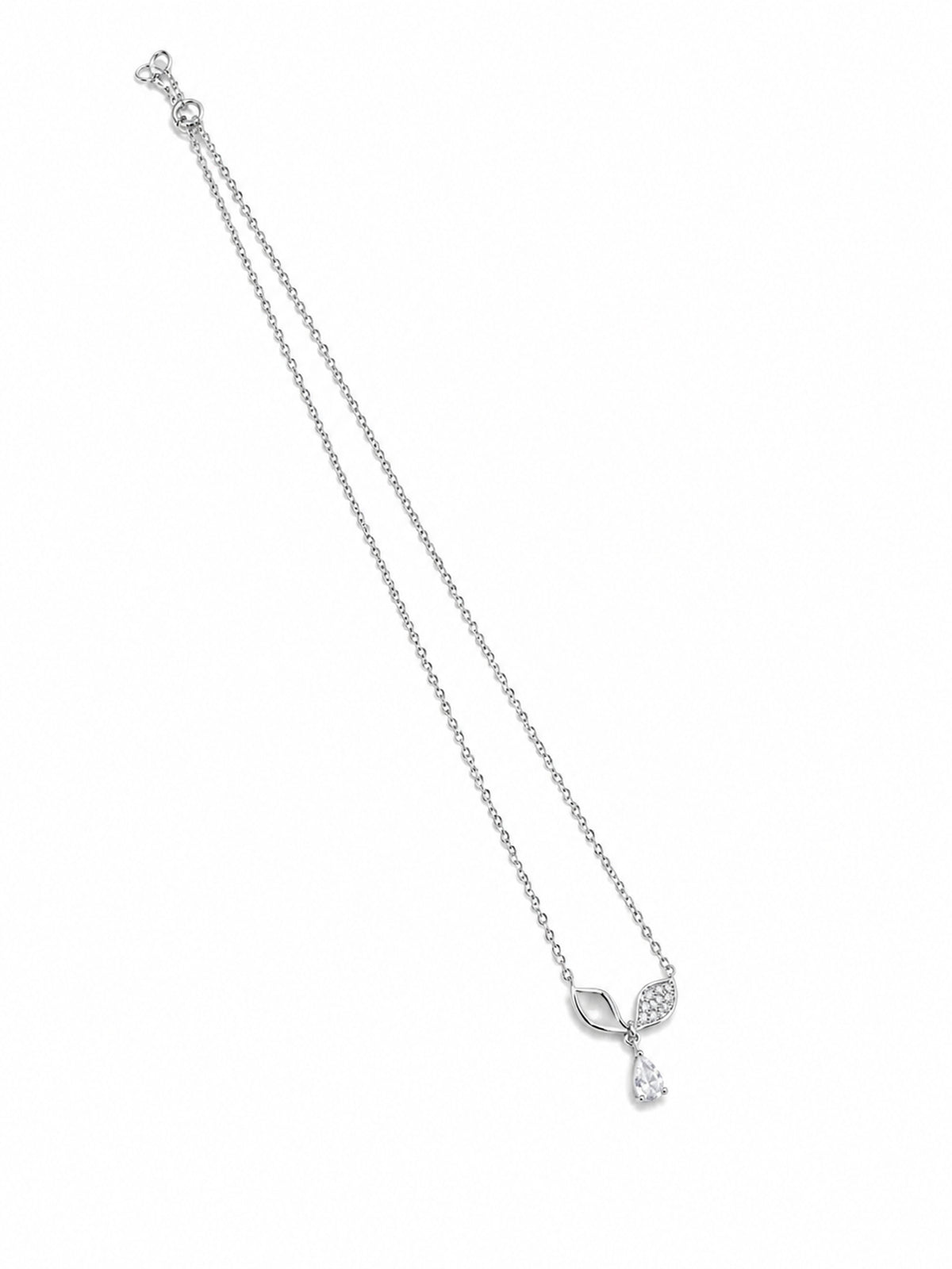Elegant Leaf Drop Chain Pendant - 925 Sterling Silver | Harsh Jewellers