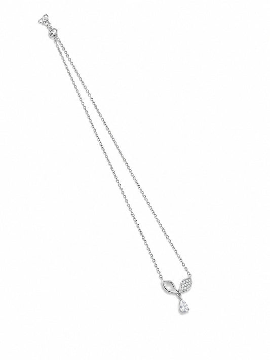 Elegant Leaf Drop Chain Pendant - 925 Sterling Silver | Harsh Jewellers