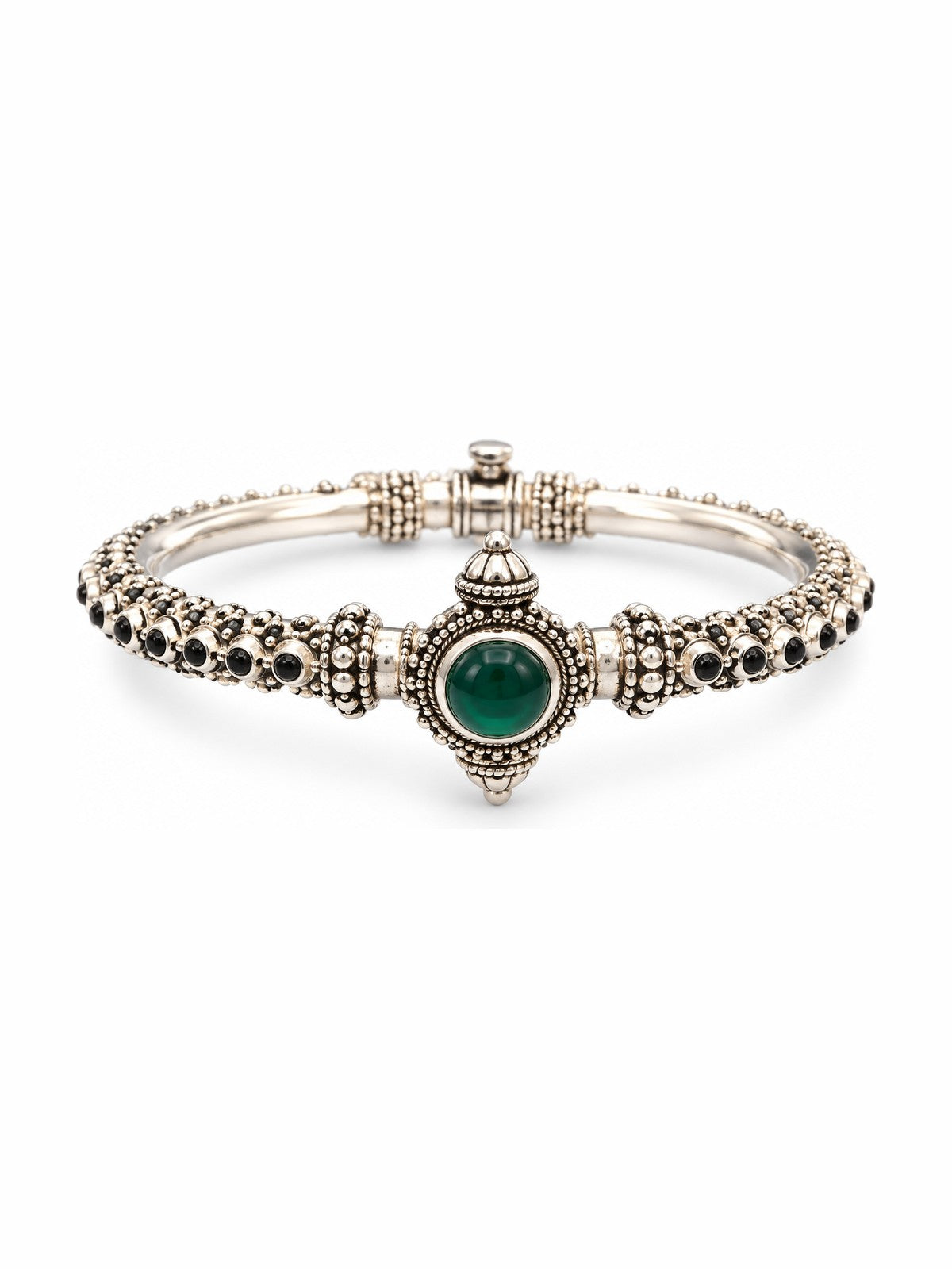 Emerald Crest Bangle - 925 Sterling Silver | Harsh Jewellers