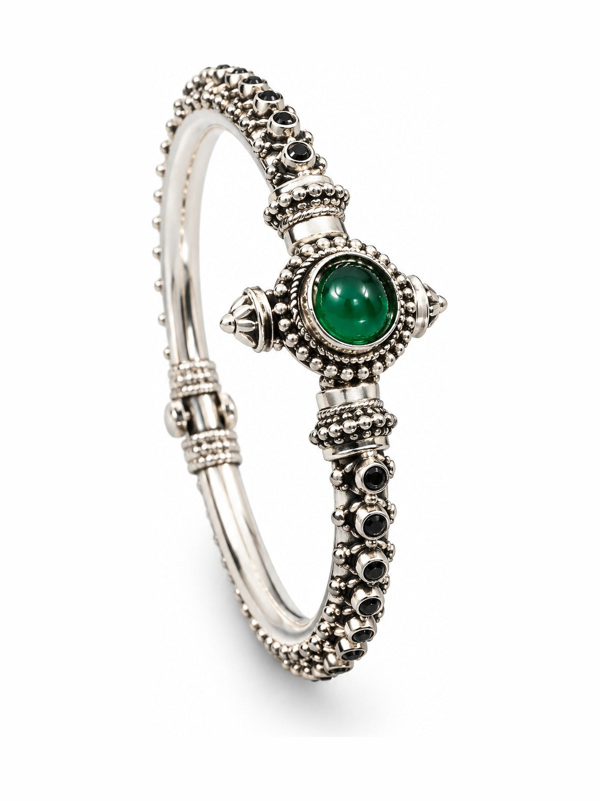 Emerald Crest Bangle - 925 Sterling Silver | Harsh Jewellers