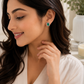 Emerald Green Rectangle Stud Earrings - sterling silver | Harsh Jewellers