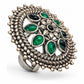 Emerald Petal Ring - 925 Sterling Silver | Harsh Jewellers