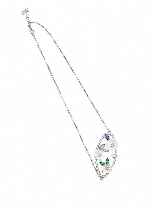 Enchanted Floral Garden Chain Pendant - 925 Sterling Silver | Harsh Jewellers