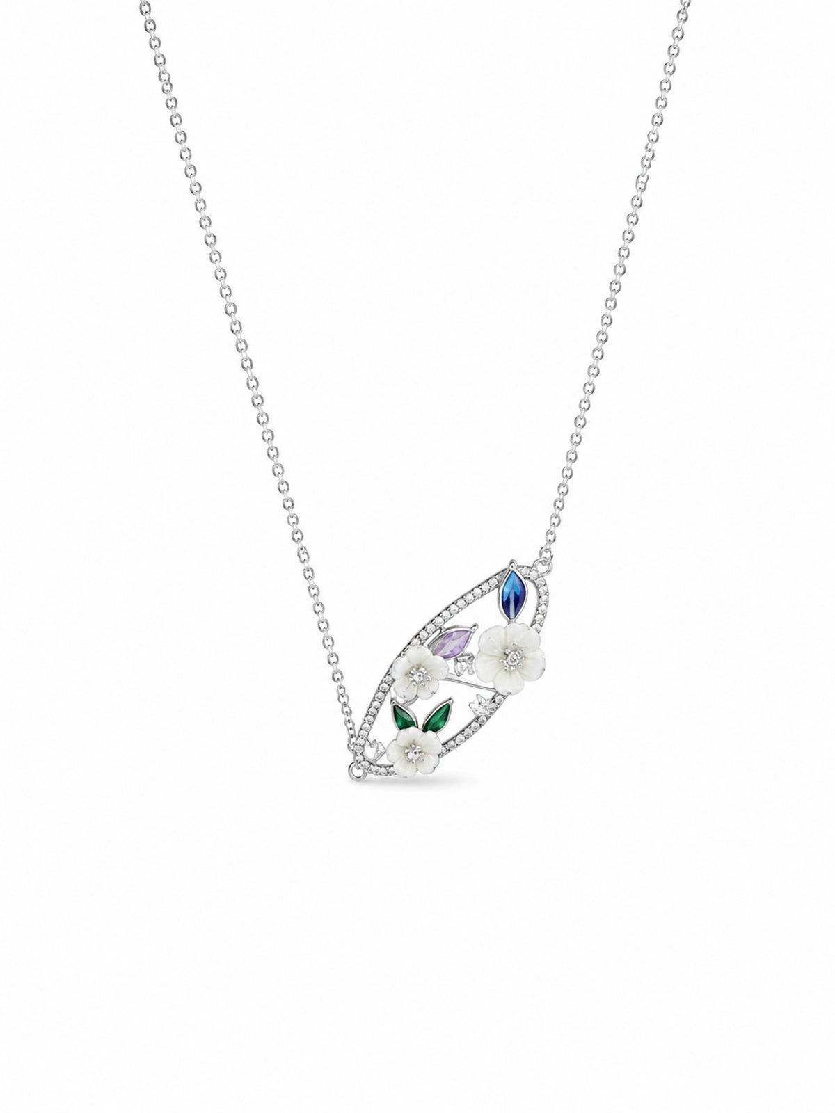 Enchanted Floral Garden Chain Pendant - 925 Sterling Silver | Harsh Jewellers