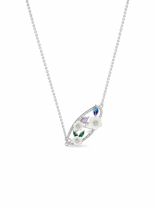 Enchanted Floral Garden Chain Pendant - 925 Sterling Silver | Harsh Jewellers