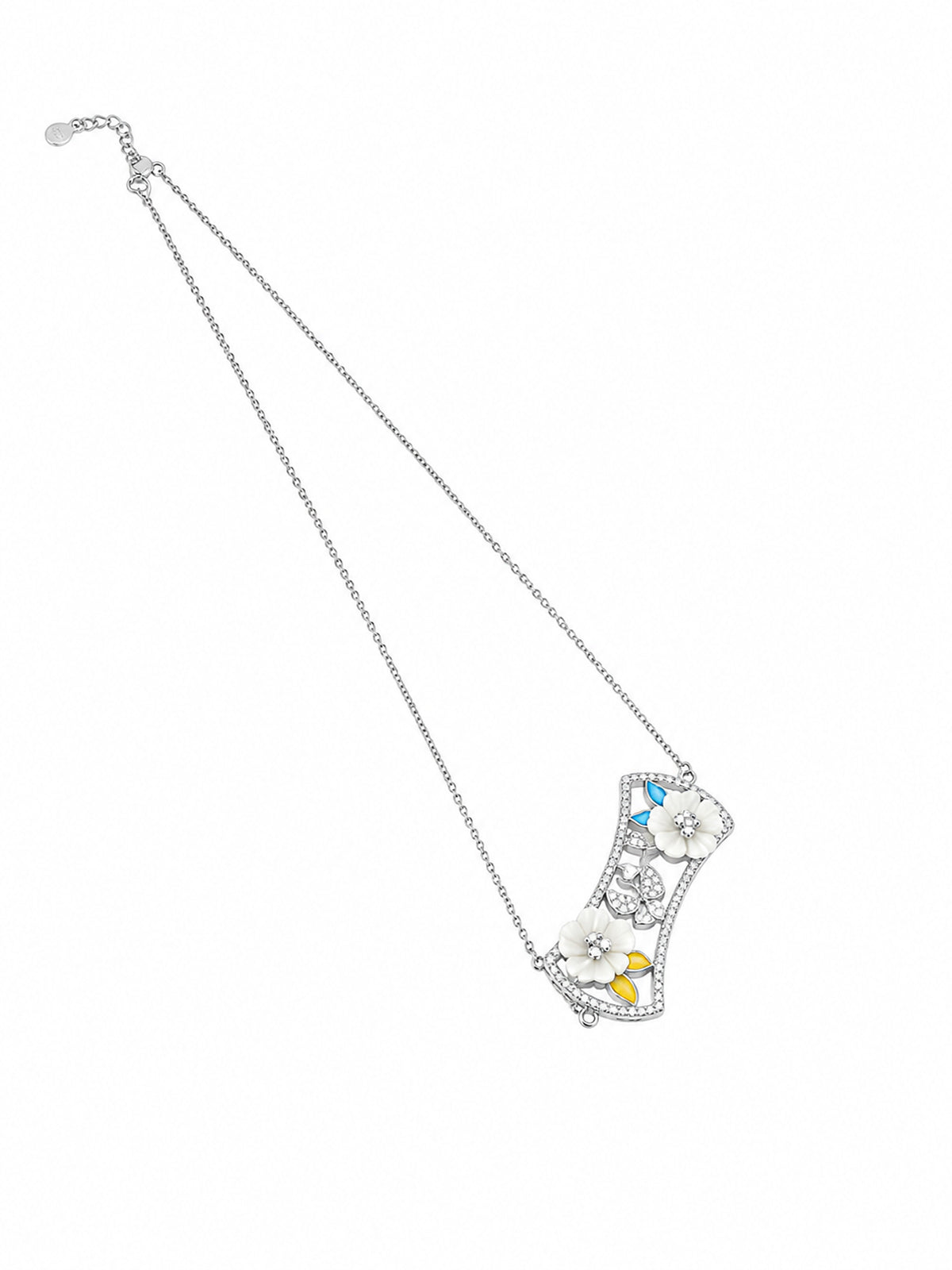 Floral Garden Enamel Chain Pendant - 925 Sterling Silver | Harsh Jewellers