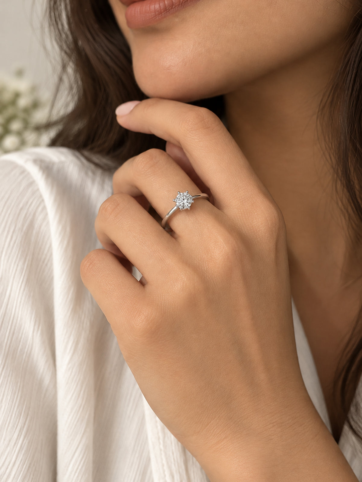 Floral Halo Solitaire Adjustable Ring - One Size | Harsh Jewellers