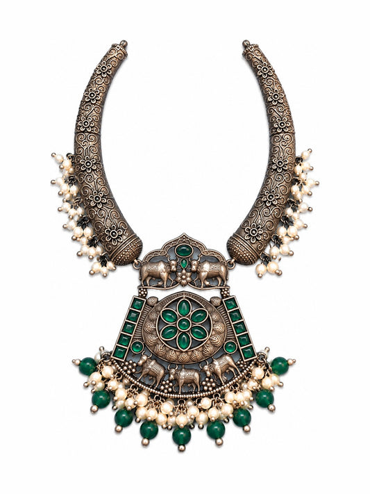 Gajraj Hasli Necklace - 925 Sterling Silver | Harsh Jewellers