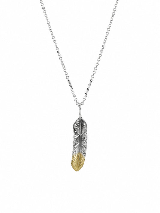 Golden Feather Pendant - 925 Sterling Silver | Harsh Jewellers