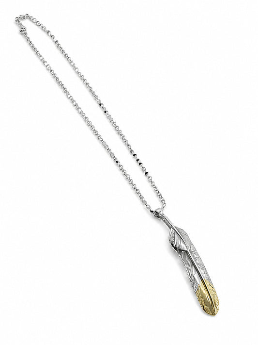 Golden Feather Pendant - 925 Sterling Silver | Harsh Jewellers