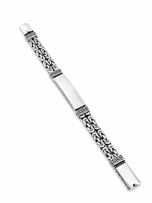 Greek Key ID Bracelet - 925 Sterling Silver | Harsh Jewellers