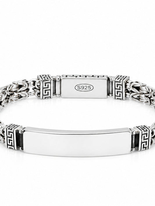 Greek Key ID Bracelet - 925 Sterling Silver | Harsh Jewellers
