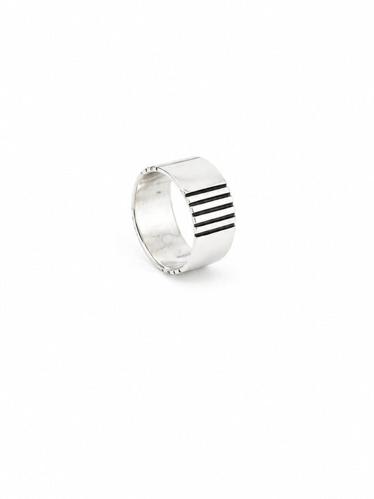 Grooved Bar Wide Band Ring | Harsh Jewellers