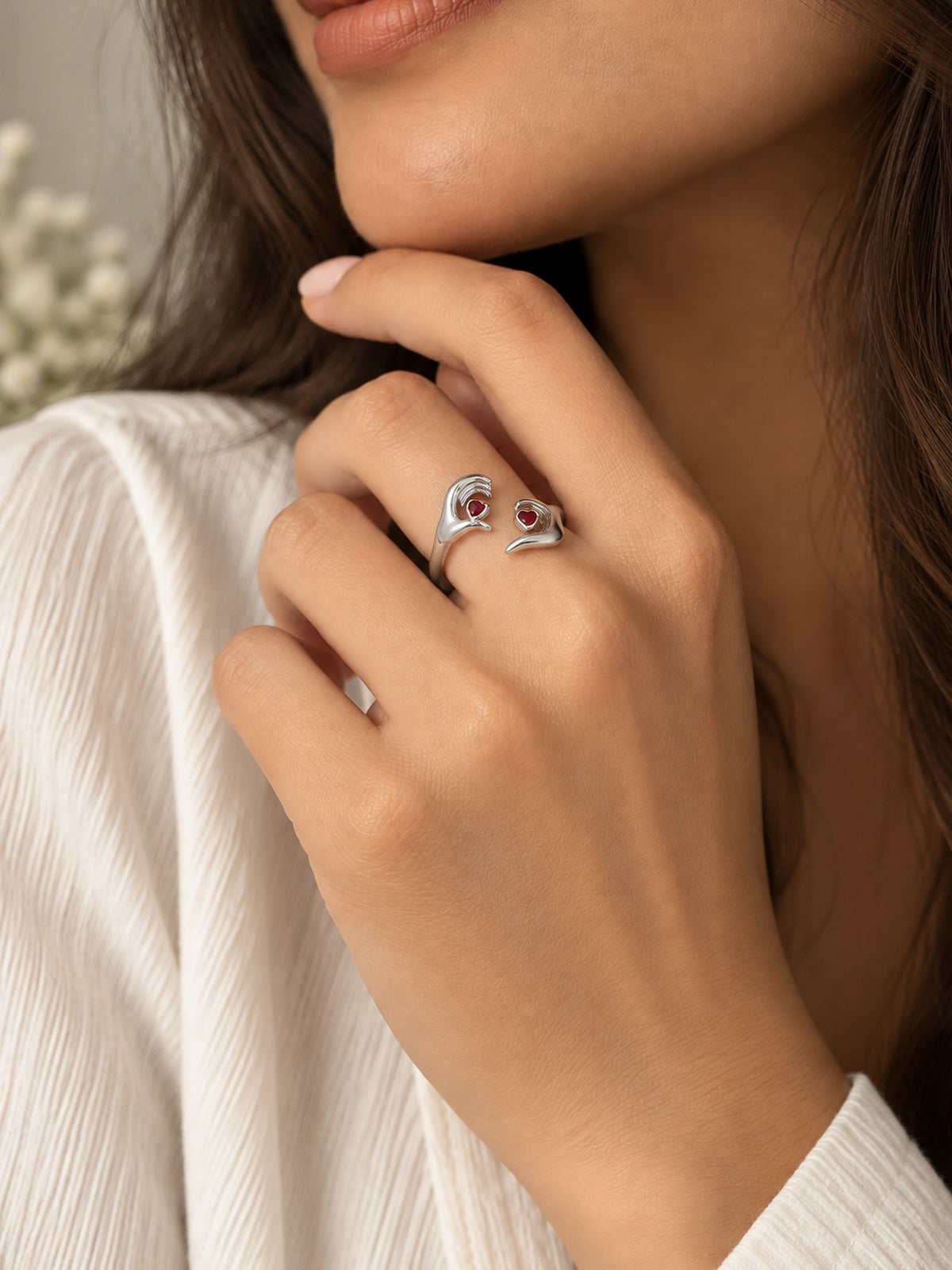 Heart Embrace Open Ring - UK 4 | Harsh Jewellers