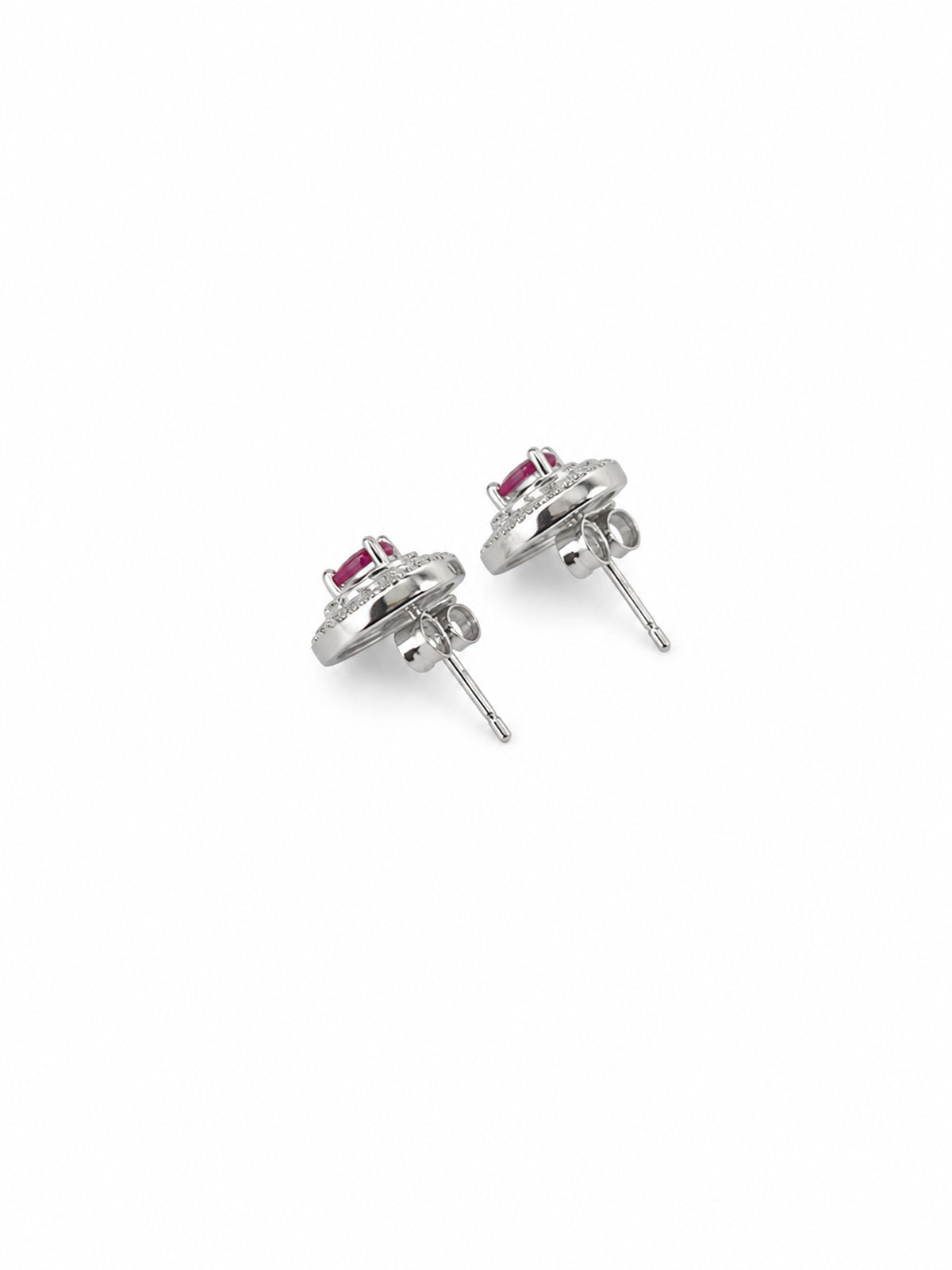 Heart-Shaped Ruby Stud Earrings - sterling silver | Harsh Jewellers