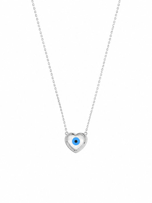 Heartfelt Evil Eye Chain Pendant - 925 Sterling Silver | Harsh Jewellers