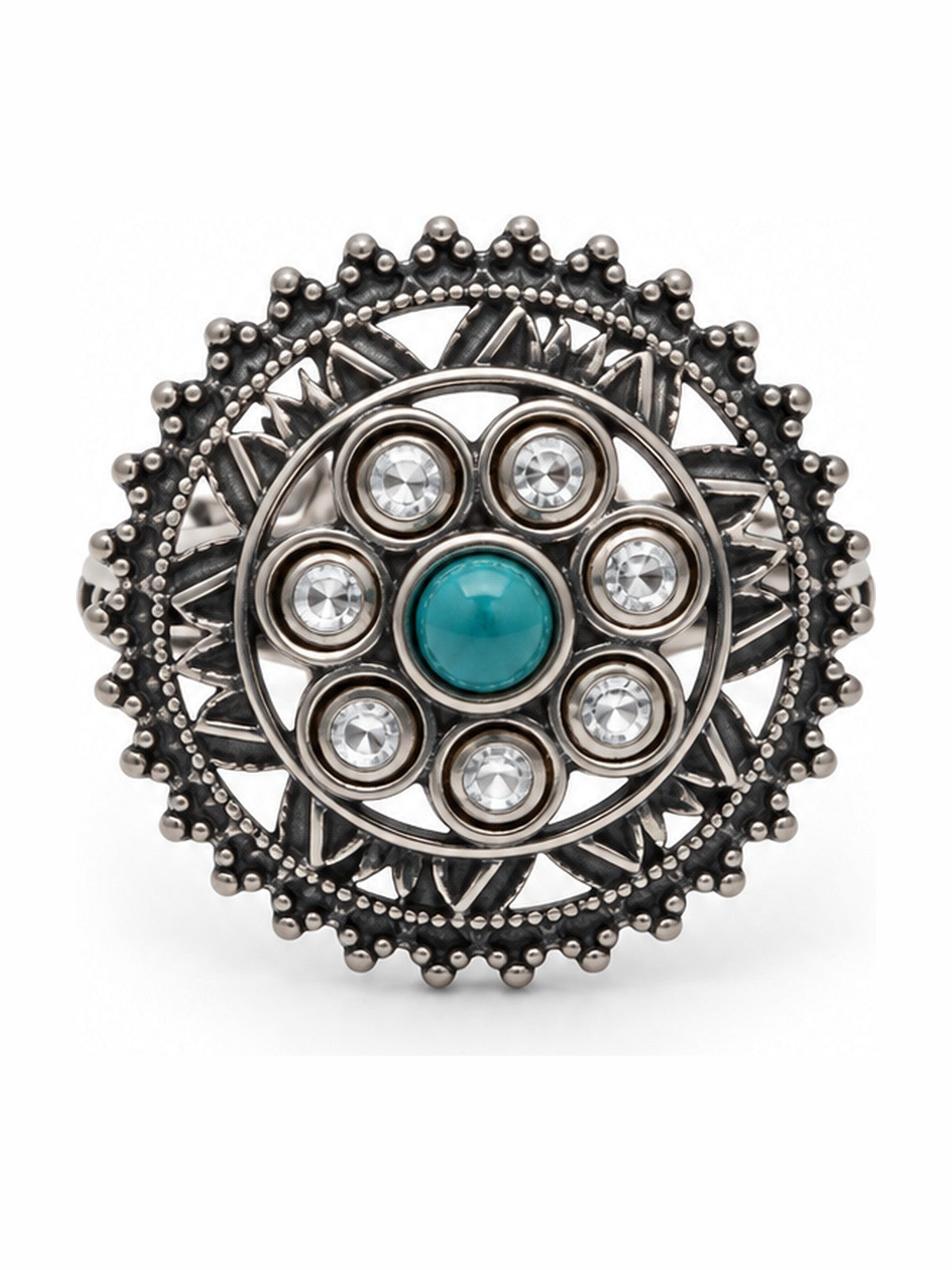 Mandala Bloom Cocktail Ring - 925 Sterling Silver | Harsh Jewellers