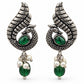 Mayura Emerald Drop Earrings - 925 Sterling Silver | Harsh Jewellers