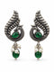 Mayura Emerald Drop Earrings - 925 Sterling Silver | Harsh Jewellers