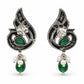 Mayura Emerald Drop Earrings - 925 Sterling Silver | Harsh Jewellers