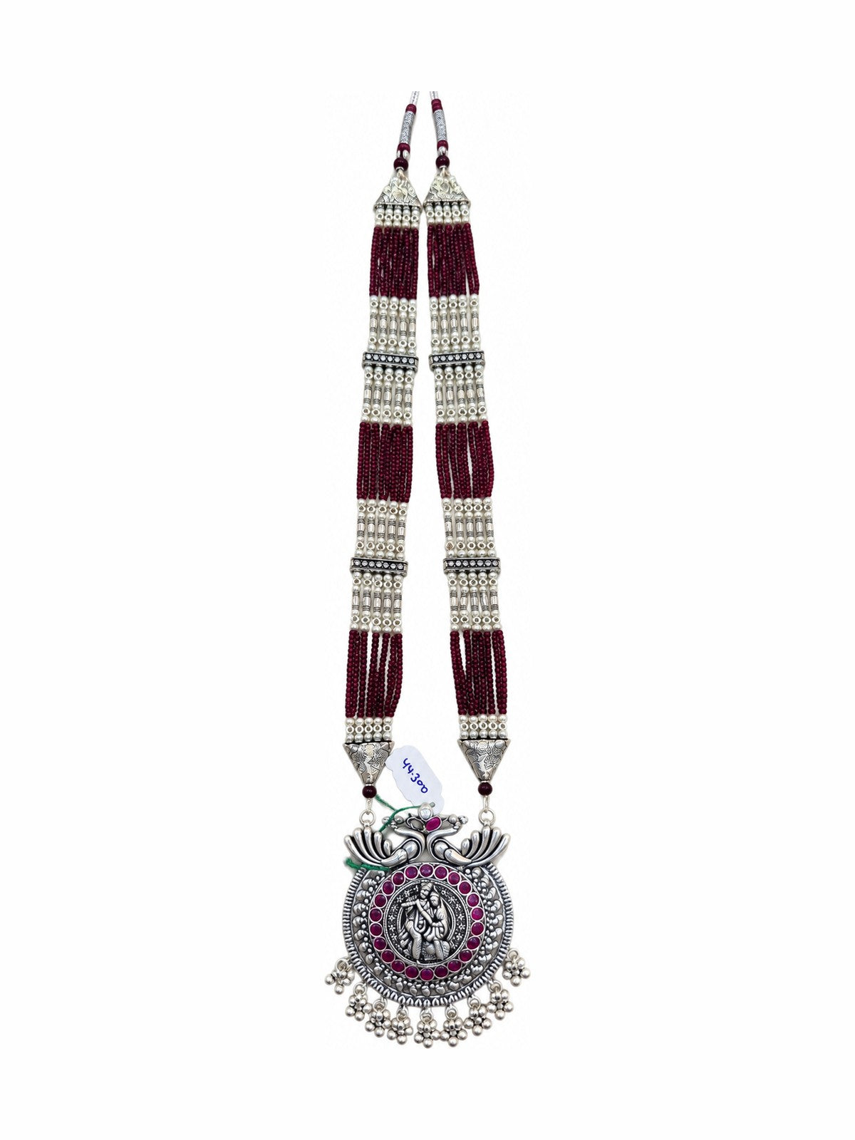 Mayura Medallion Beaded Necklace - 925 Sterling Silver | Harsh Jewellers