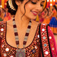 Model wearing Mayura Medallion Beaded Necklace in 925 sterling silver | Harsh Jewellers