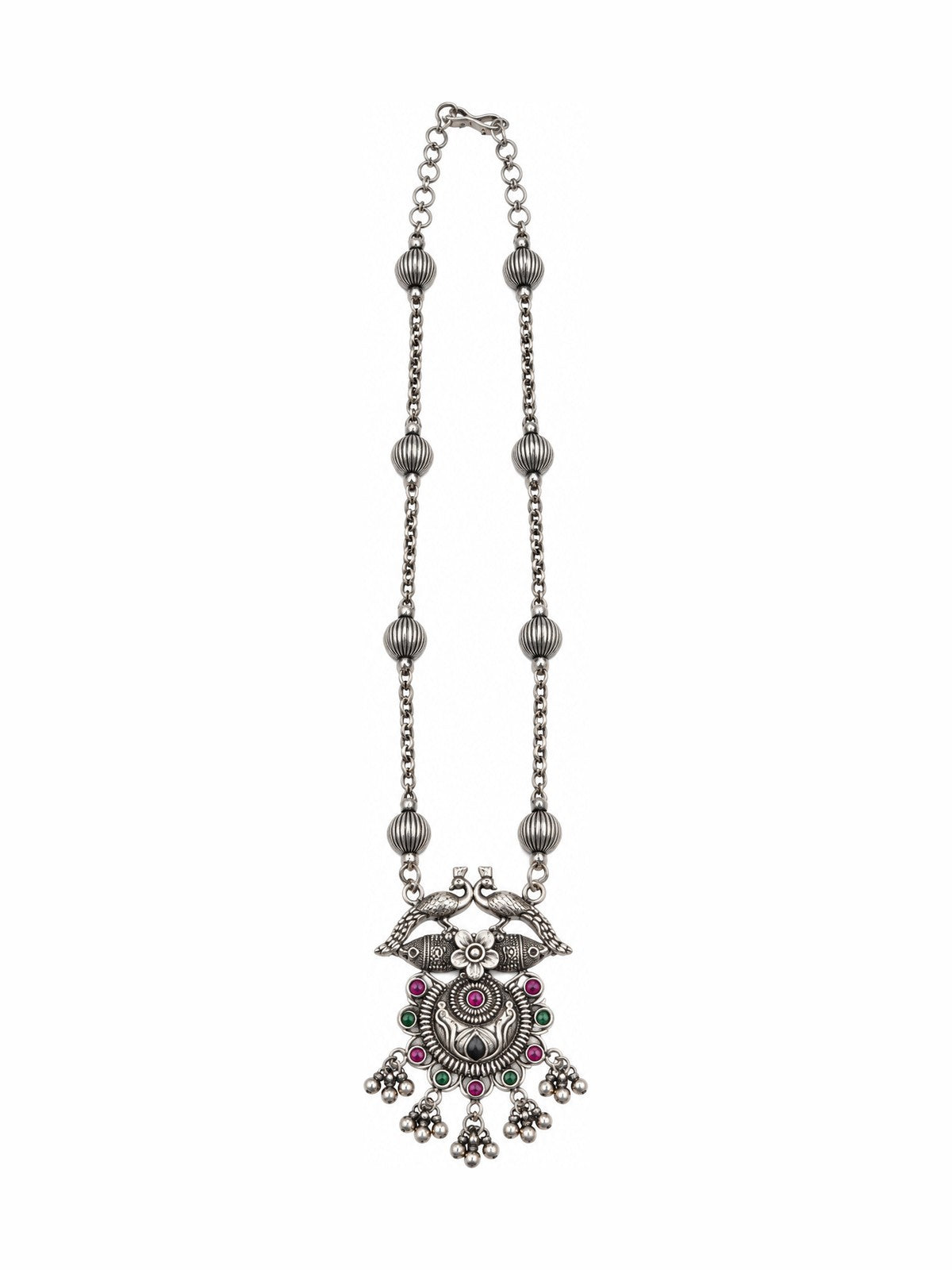 Mayura Ribbed Long Necklace - 925 Sterling Silver | Harsh Jewellers