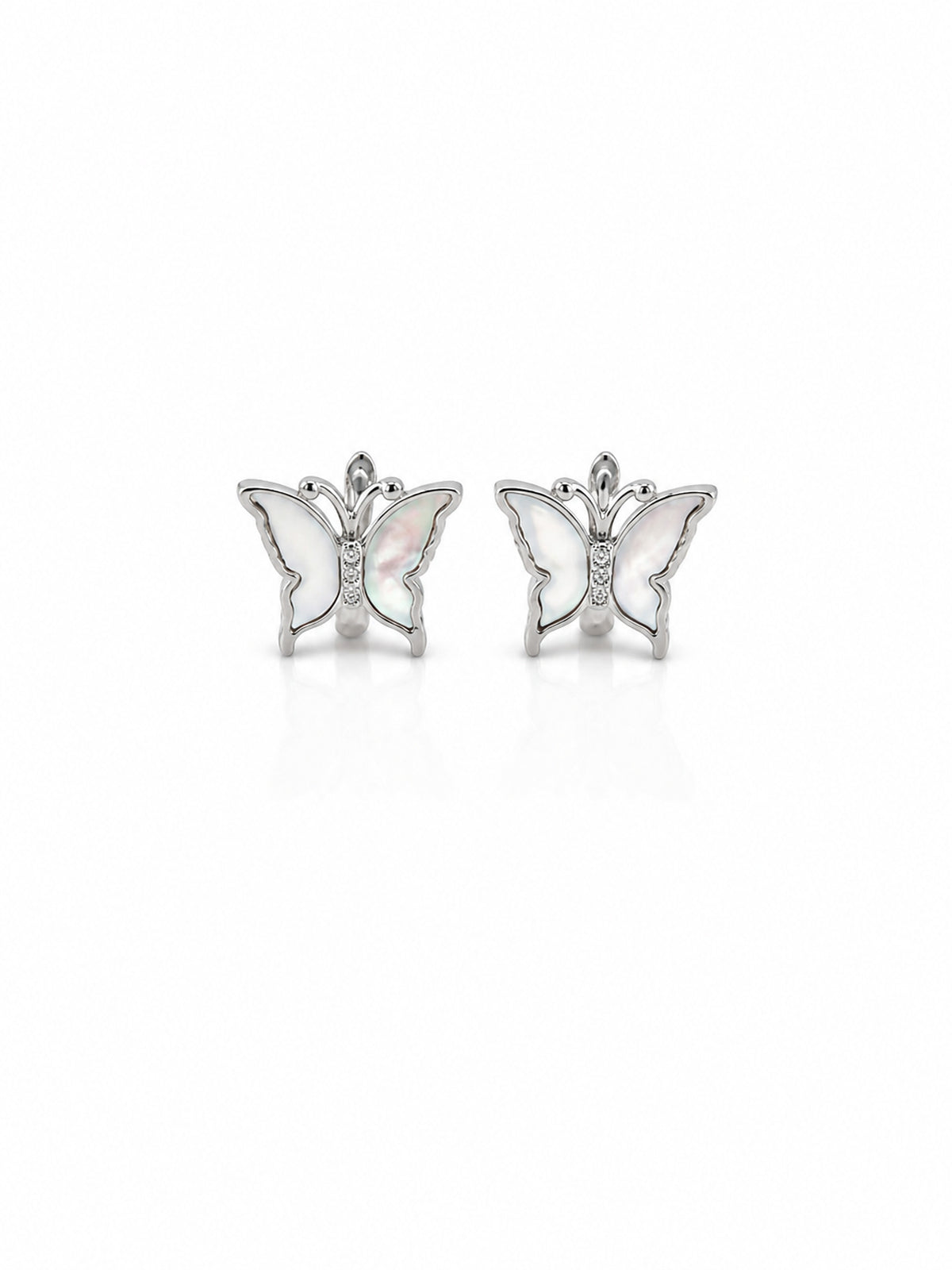 Mother of Pearl Butterfly Stud Earrings - sterling silver | Harsh Jewellers