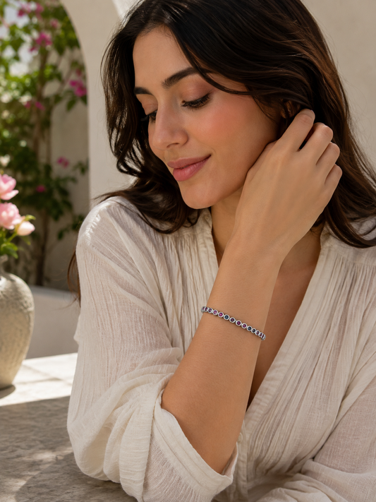 Multicolour Gemstone Tennis Bracelet -  | Harsh Jewellers