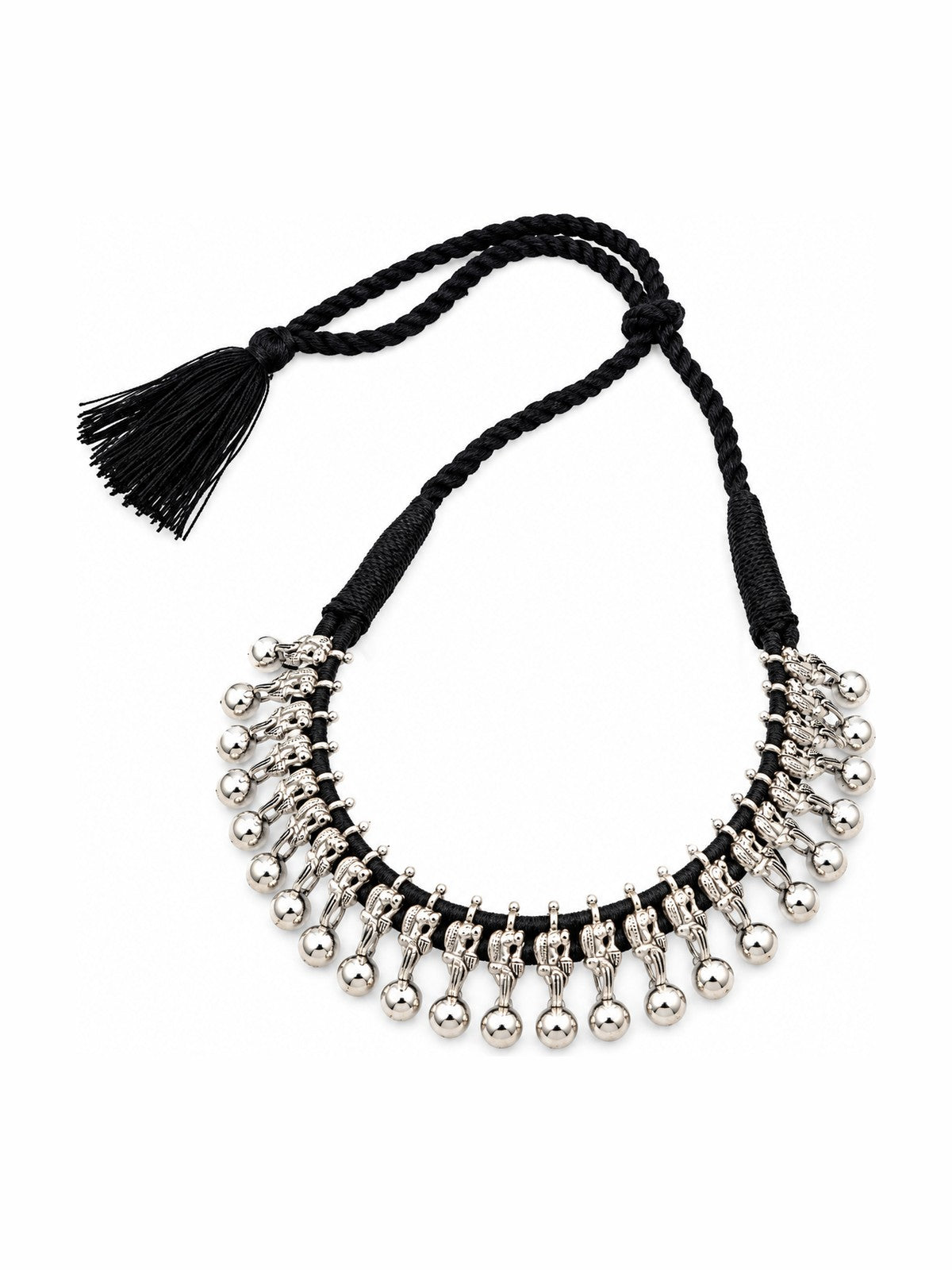 Noir Bead Drop Choker - 925 Sterling Silver | Harsh Jewellers