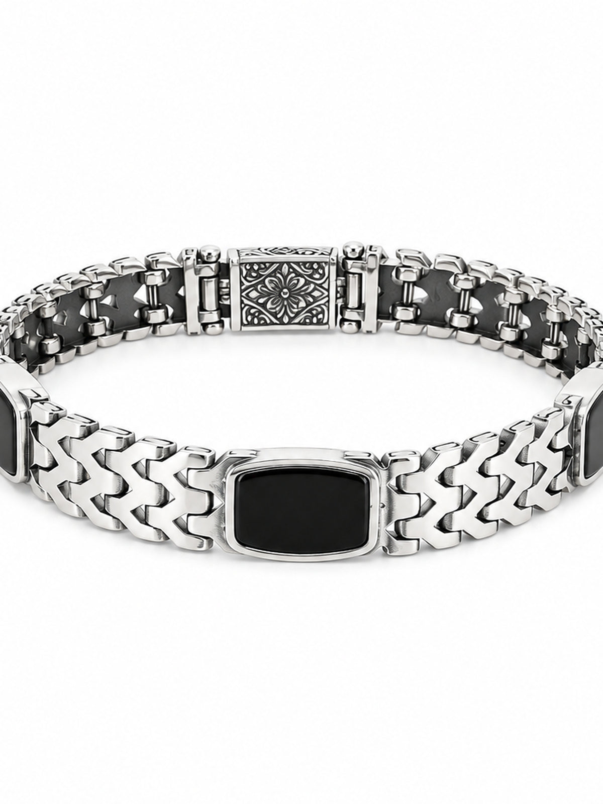 Onyx Link Bracelet - 925 Sterling Silver | Harsh Jewellers