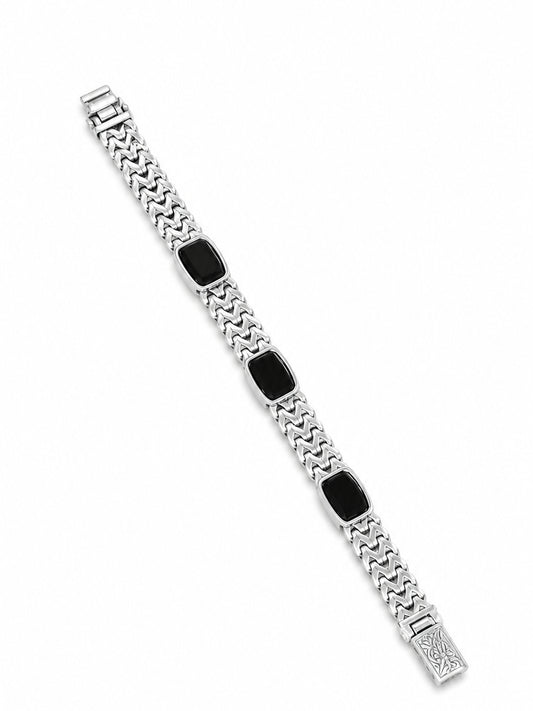 Onyx Link Bracelet - 925 Sterling Silver | Harsh Jewellers