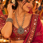 Model wearing Orbit Mandala Necklace in 925 sterling silver | Harsh Jewellers