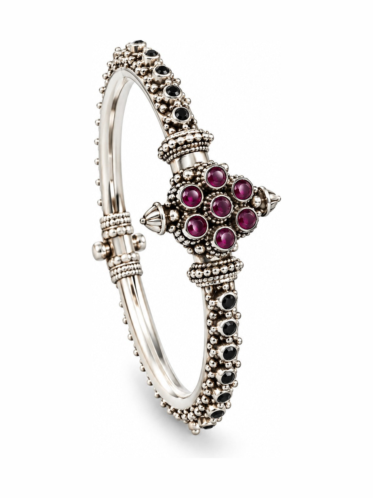 Orchid Cluster Bangle - 925 Sterling Silver | Harsh Jewellers