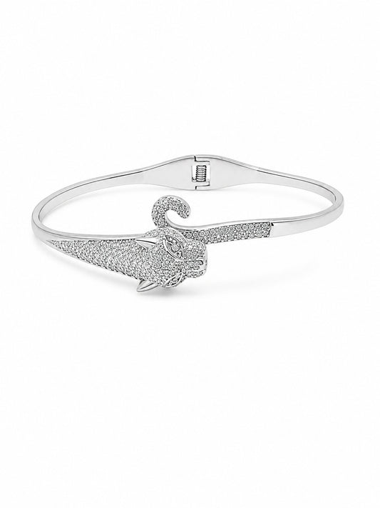 Panther Crystal Silver Kada - sterling silver | Harsh Jewellers