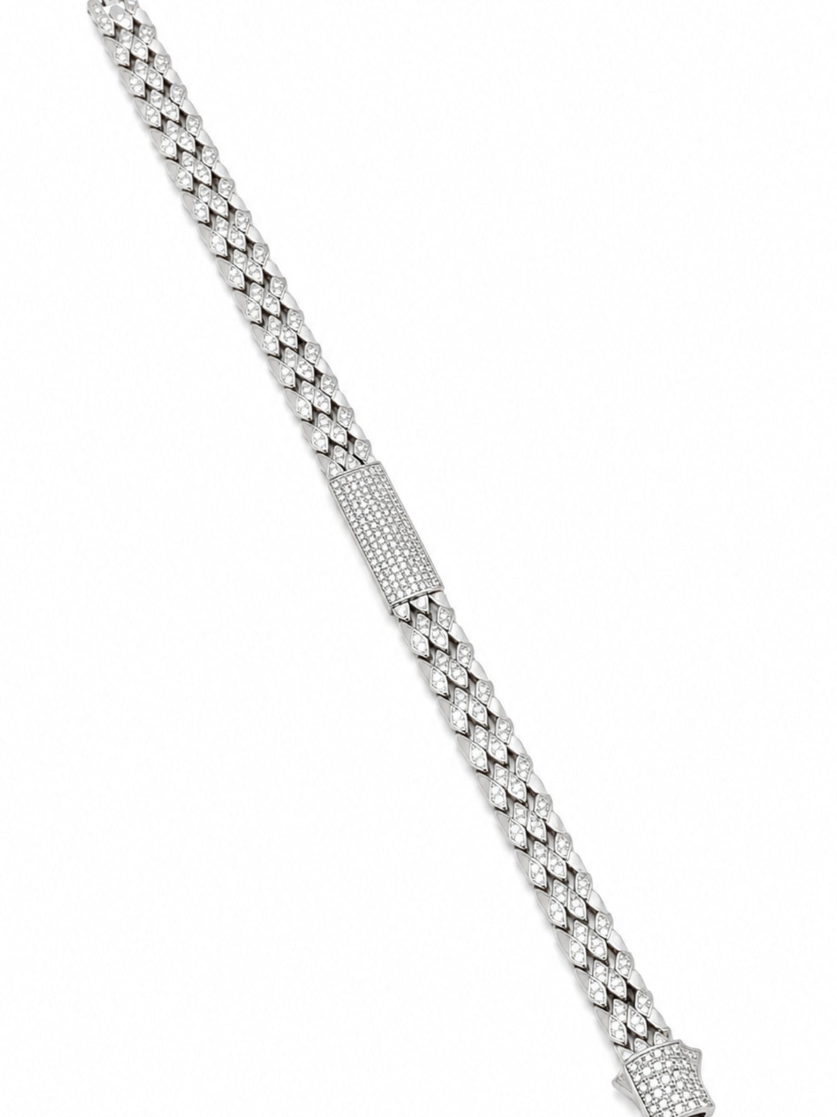 Pavé Link ID Bracelet - 925 Sterling Silver | Harsh Jewellers