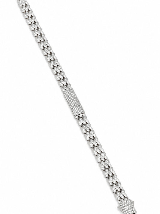 Pavé Link ID Bracelet - 925 Sterling Silver | Harsh Jewellers