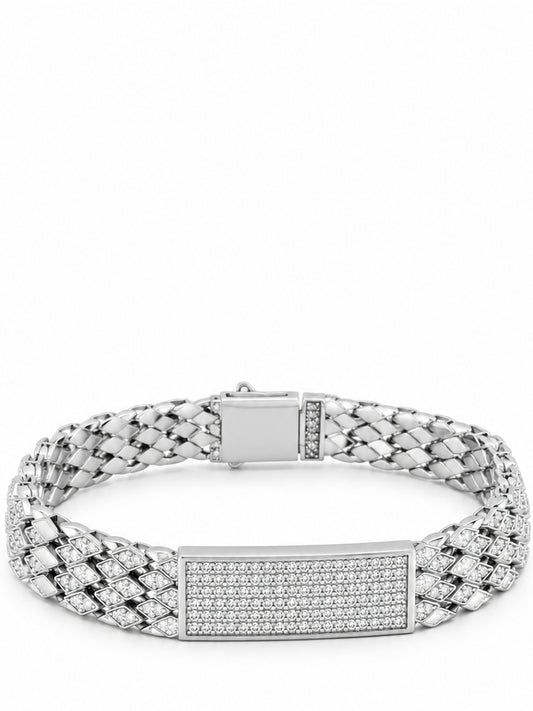Pavé Link ID Bracelet - 925 Sterling Silver | Harsh Jewellers