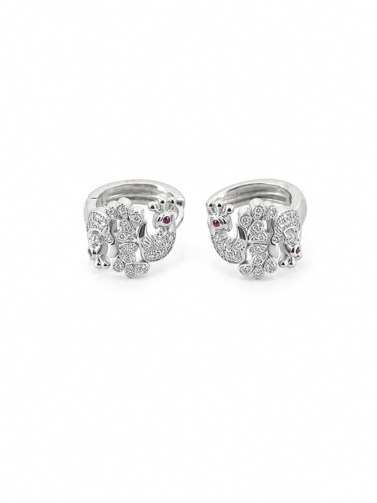 Peacock Huggie Hoop Earrings - sterling silver | Harsh Jewellers