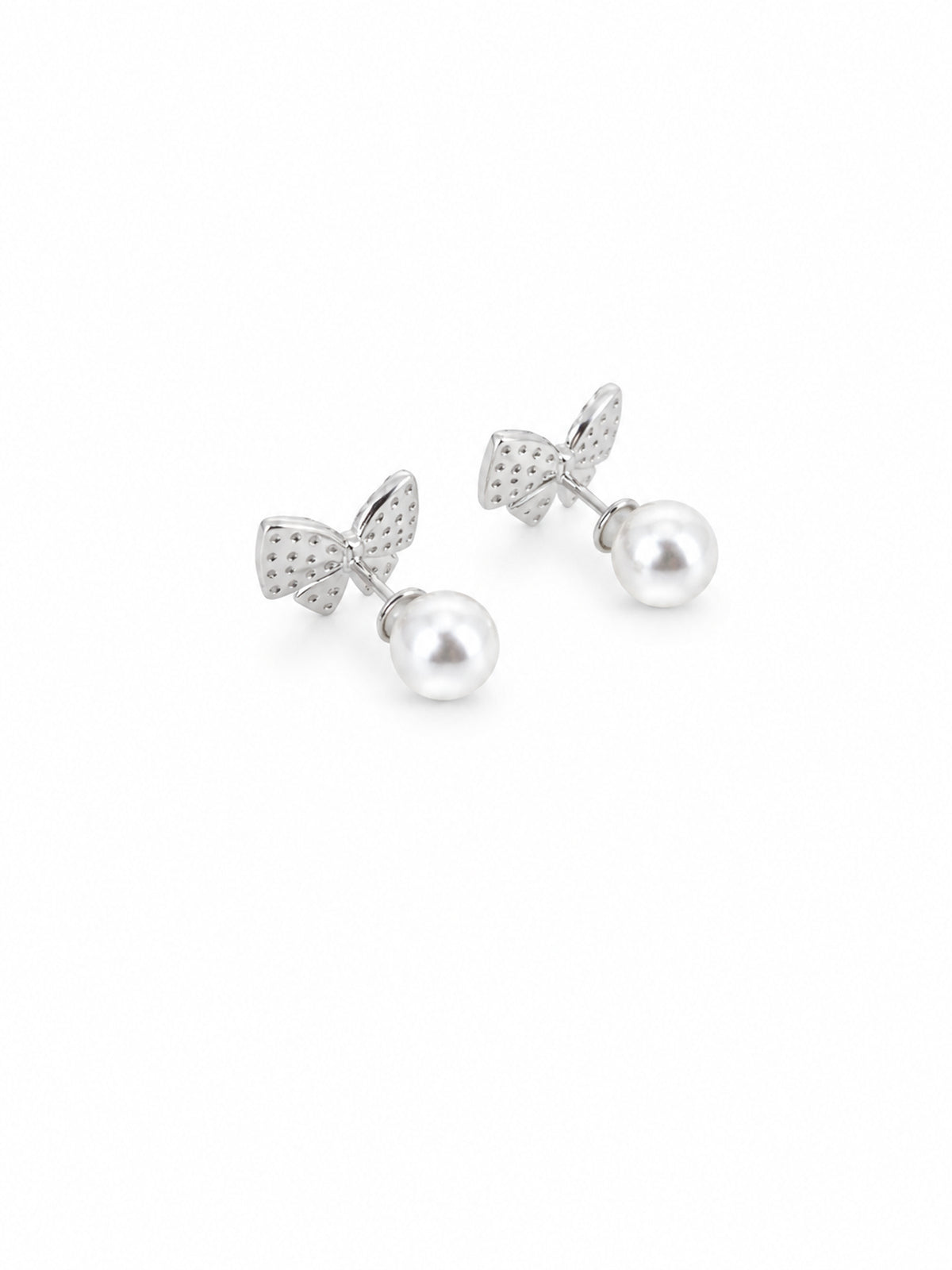 Pearl Bow Stud Earrings - sterling silver | Harsh Jewellers