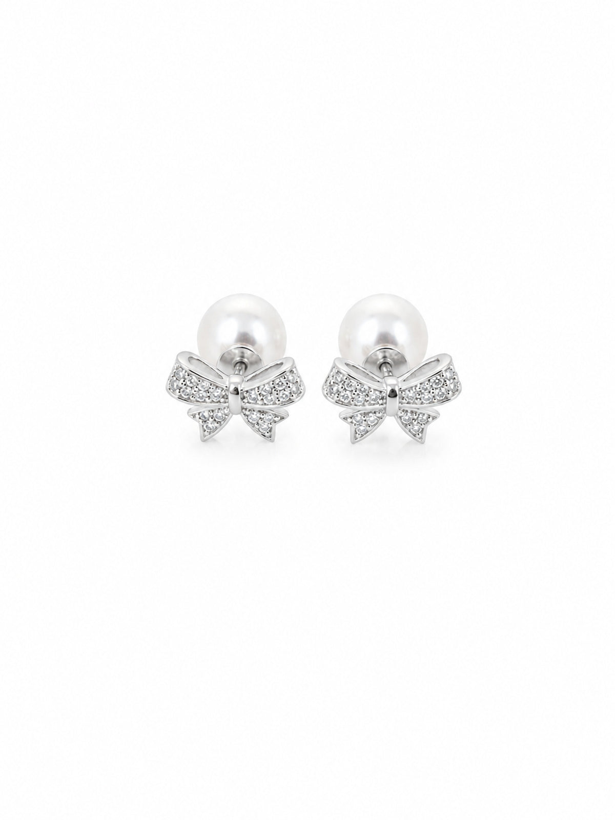 Pearl Bow Stud Earrings - sterling silver | Harsh Jewellers