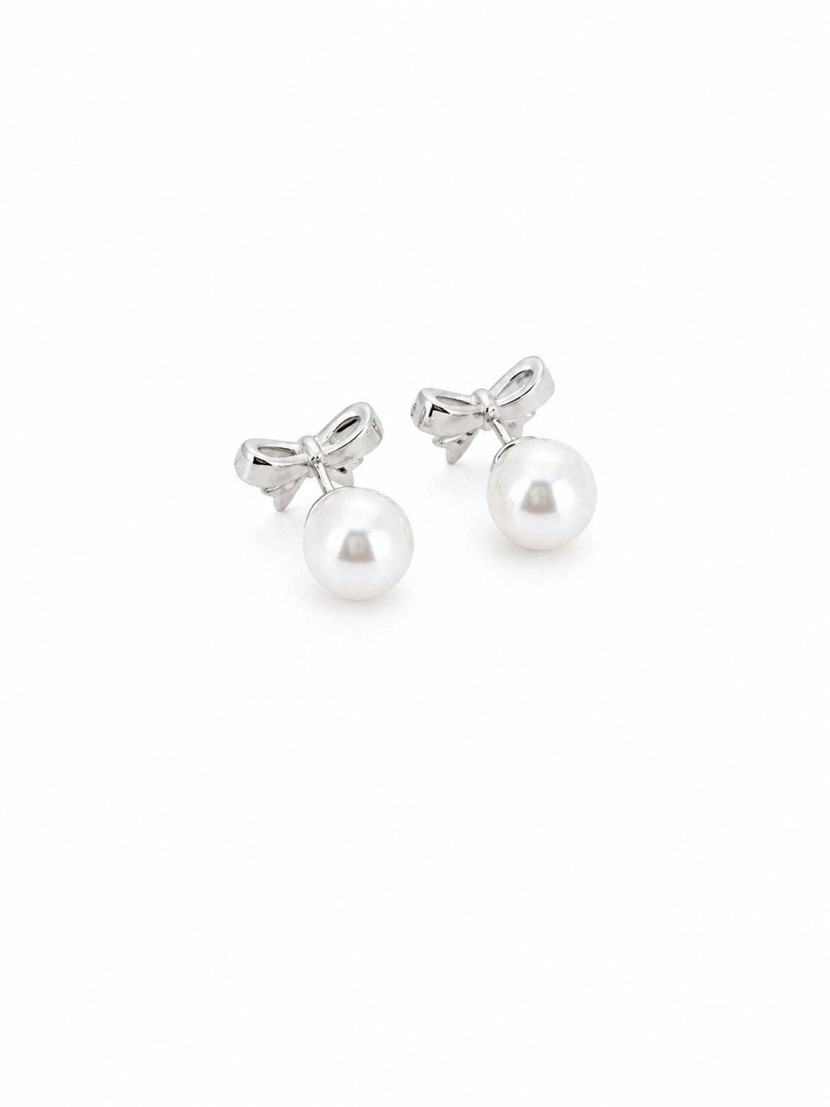 Pearl Bow Stud Earrings - sterling silver | Harsh Jewellers