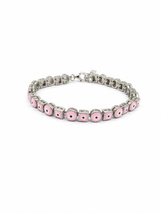 Pink Beaded Silver Bracelet -  | Harsh Jewellers