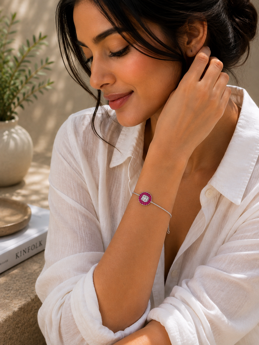 Pink Crystal Centre Bracelet -  | Harsh Jewellers