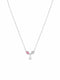 Pink & Crystal Teardrop Chain Pendant - 925 Sterling Silver | Harsh Jewellers