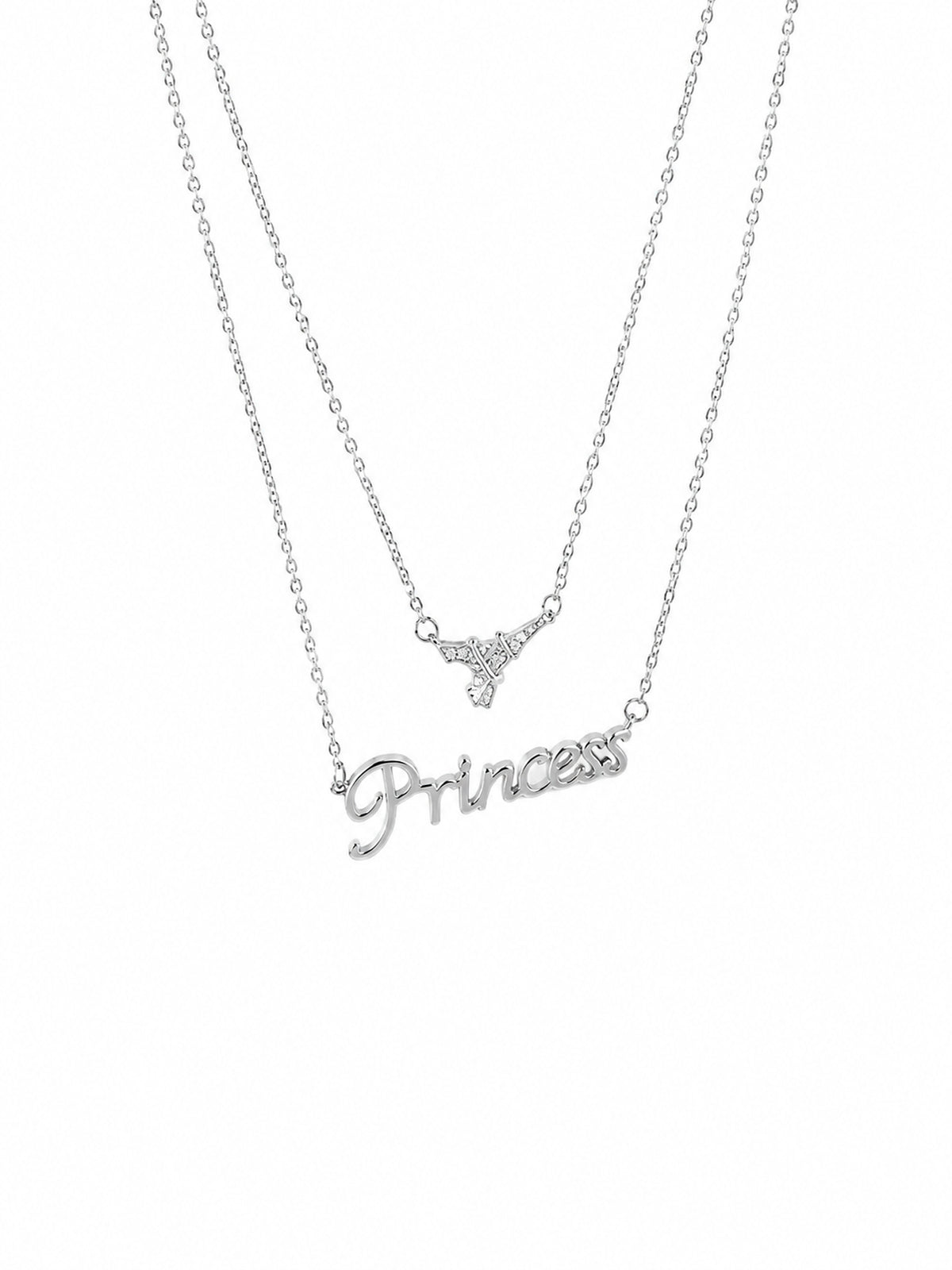 Princess & Eiffel Tower Chain Pendant - 925 Sterling Silver | Harsh Jewellers