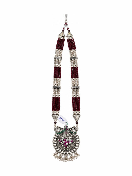 Pushpa Beaded Necklace - 925 Sterling Silver | Harsh Jewellers