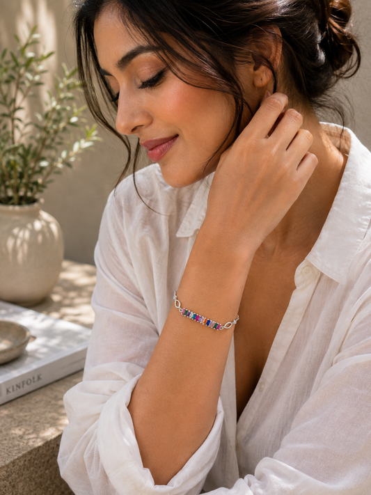 Rainbow Crystal Bar Bracelet -  | Harsh Jewellers